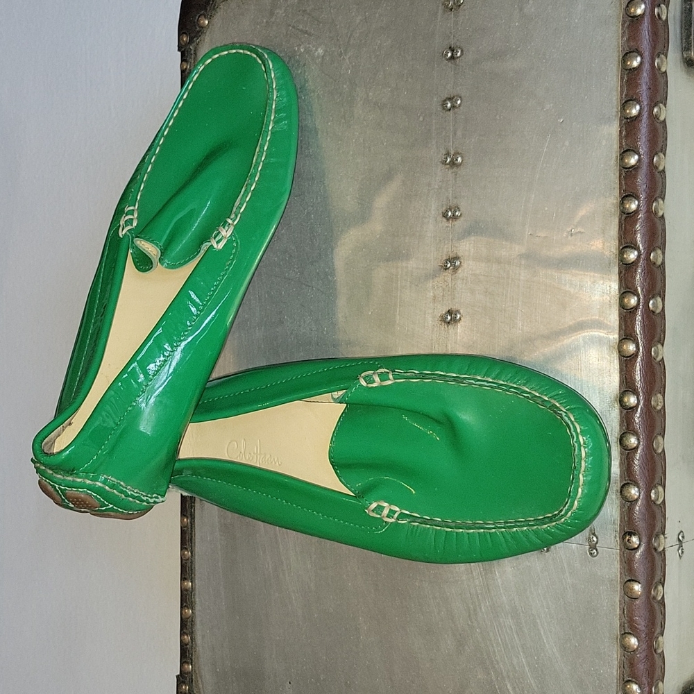 Womens Cole Haan Patent Leather Driving Moccasins